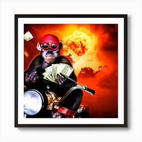 Monkey On A Motorcycle 3 Art Print