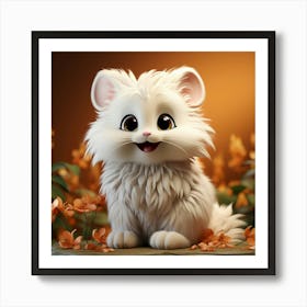 Cute White Cat 4 Art Print