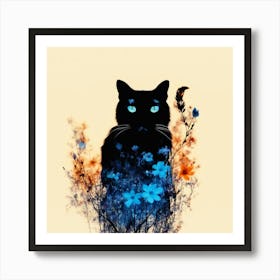 Black Cat With Blue Eyes Art Print