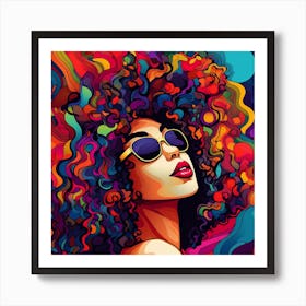 Afro Girl With Sunglasses 2 Art Print