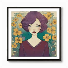 Girl With Purple Hair 1 Art Print