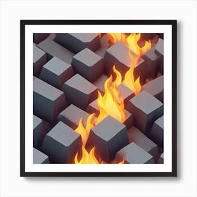 Bricks On Fire Art Print