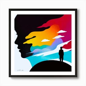 Mother Remembering Her Lost Son - Vivid Colorful Cloud Illustration Art Print