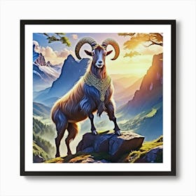 Goat Standing On A Mountain Art Print