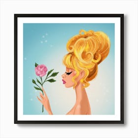 Pink Rose Pinup – Art Print Art Print