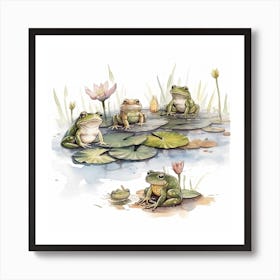Pond Frogs Art Print