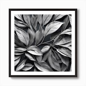 Black And White Leaves Art Print