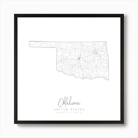 Oklahoma Minimal Street Map Square Art Print