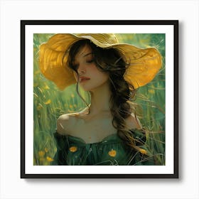 Girl In A Yellow Hat Art Print