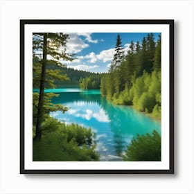 Blue Lake In The Forest 14 Art Print