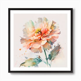 Abstract Double Exposure Watercolor Cute Flower Digital Illustration4 Art Print