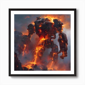 Giant Robot On Fire Art Print