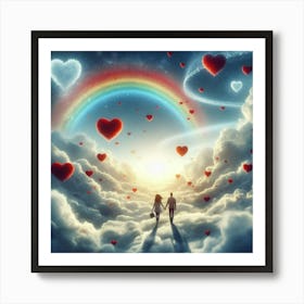 Couple With Rainbow In The Sky Art Print