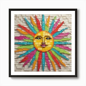 Mosaic Sun A Sun Created From A Mosaic Of Small Tiles In Different Colors And Texturesa Vibrant Art Print