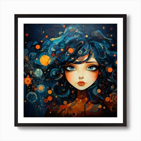 Girl With Blue Hair Art Print