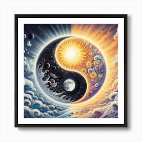 Yin Yang sun and moon Art Print