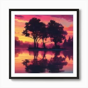 Sunset By The Lake Art Print