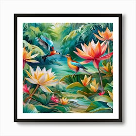 Birds In The Jungle Art Print