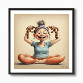 Funny Girl Holding Pretzels Art Print