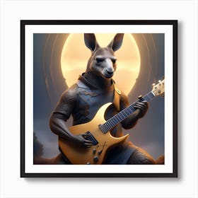 Rockstar Kangaroo With Guitar Art Print