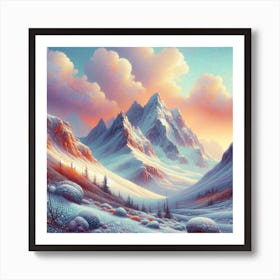 Snow avalanche in the mountains 3 Art Print