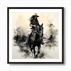 Woman Riding A Horse 2 Art Print