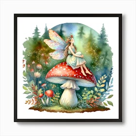 Fairy On A Mushroom 2 Art Print