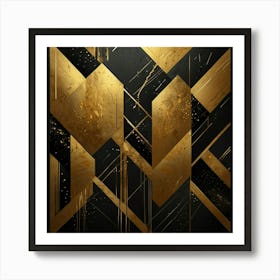 Abstract Gold And Black Painting Art Print