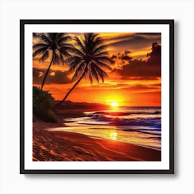 Sunset On The Beach 318 Art Print