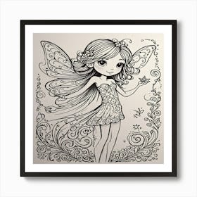 Fairy Coloring Page Art Print