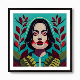 vampire Woman With Leaves Art Print