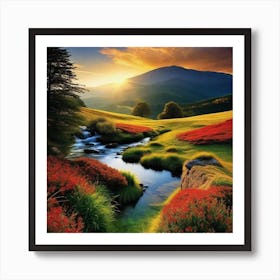 Sunset In The Mountains 89 Art Print