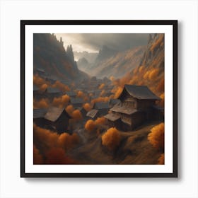 Village In Autumn 16 Art Print