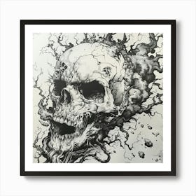 Skull With Smoke Art Print