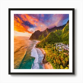 Sunset At Kauai Art Print