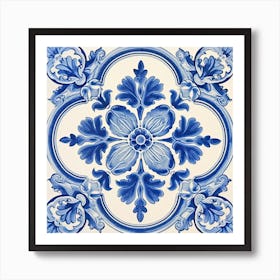 Paris France Delft Tile Illustration 4 Art Print