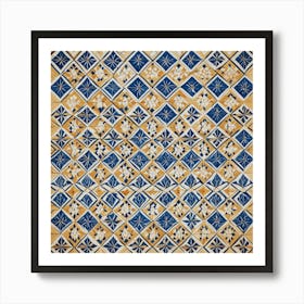 Blue And White Tile Pattern Art Print