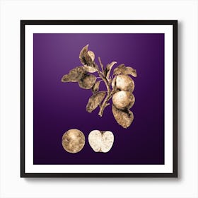 Gold Botanical Pupina Apple on Royal Purple Art Print