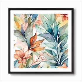 Watercolor Floral Pattern 1 Art Print