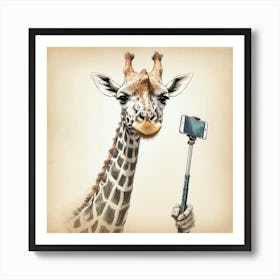 Giraffe Selfie Art Print