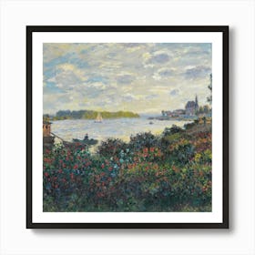 Claude Monet And The Seine Art Print