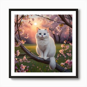 Cherry Blossom Serenity At Sunset Art Print