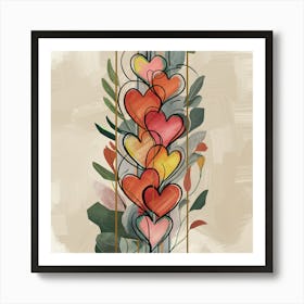 Hearts And Leaves 1 Art Print