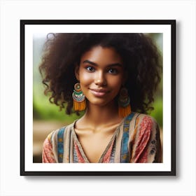 Afro-American Woman With Earrings Art Print