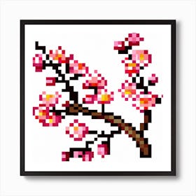 Sakura Blossom Pixel Art Art Print