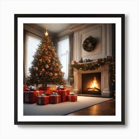 Christmas Tree In The Living Room 78 Art Print