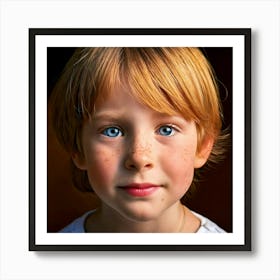 Firefly Strawberry Blond, Little Boy, Blue Eyes, Freckles, Nose, Child, Portrait, Adorable, Natural, (10) Poster