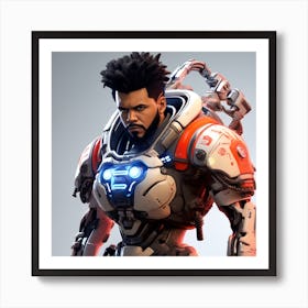 3d Dslr Photography The Weeknd Xo, Cyberpunk Art, By Krenz Cushart, Wears A Suit Of Power Armor 1 Affiche