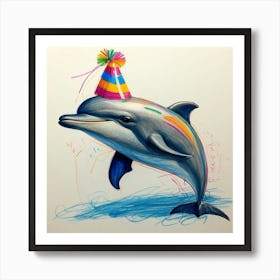 Birthday Dolphin 3 Art Print