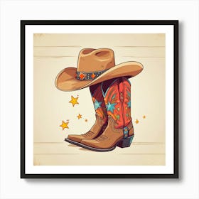 Cowboy Boots And Hat Art Print